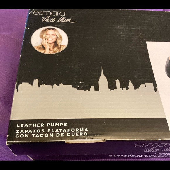 ESMARA BY HEIDI KLUM BLACK LEATHER HEELS / SZ 8.5. NWT. IOB - Picture 8 of 9